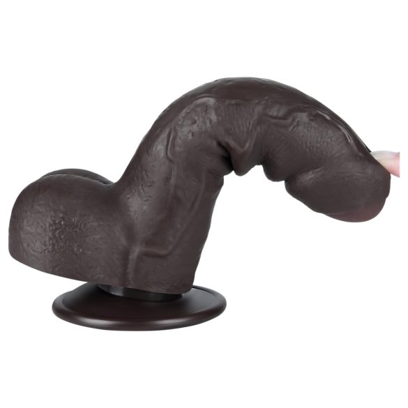 Lovetoy Sliding-Skin - dildo realista com escroto - 18,3cm marrom