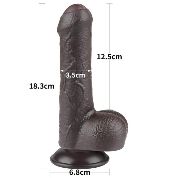 Lovetoy Sliding-Skin - dildo realista com escroto - 18,3cm marrom