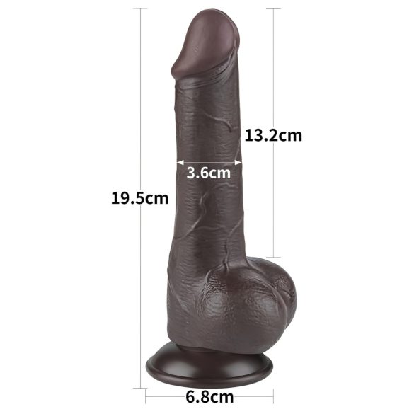 Lovetoy Sliding-Skin - dildo com escroto duplo revestimento - 19,5cm marrom