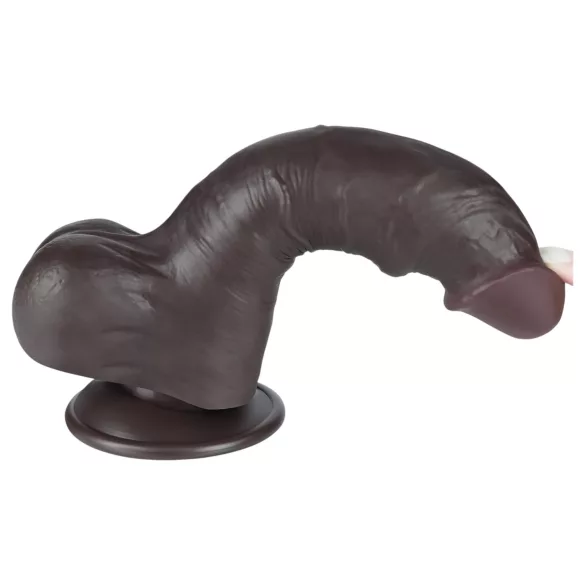 Lovetoy Sliding-Skin - dildo realístico com escroto - 20cm - marrom