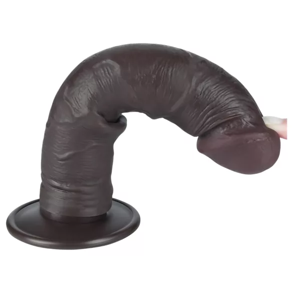 Lovetoy Sliding-Skin - dildo com ventosa - dupla camada - 20cm marrom