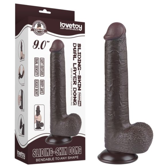 Lovetoy Sliding-Skin - dildo com ventosa dupla camada - 20,8cm marrom