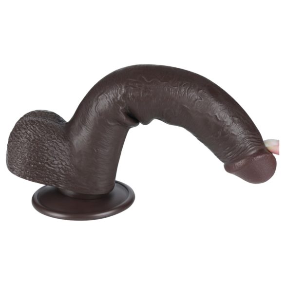 Lovetoy Sliding-Skin - dildo com ventosa dupla camada - 20,8cm marrom
