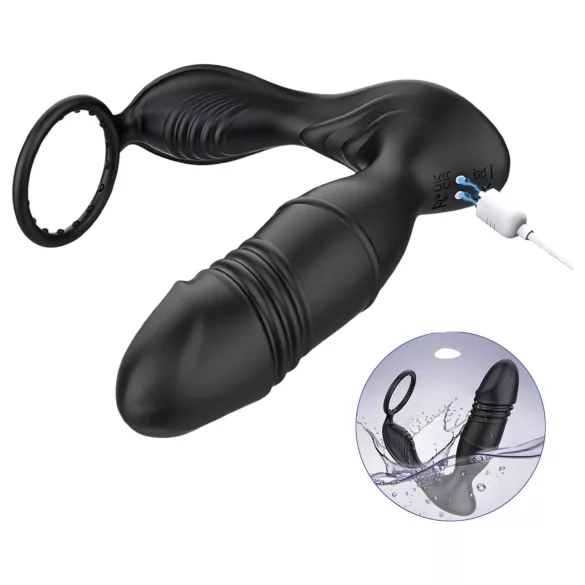 AlvUp - vibrador de próstata com movimento e anel peniano - silicone preto