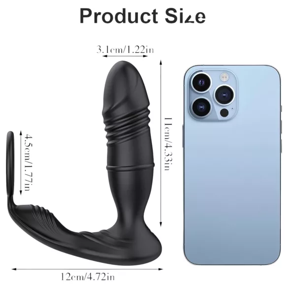AlvUp - vibrador de próstata com movimento e anel peniano - silicone preto