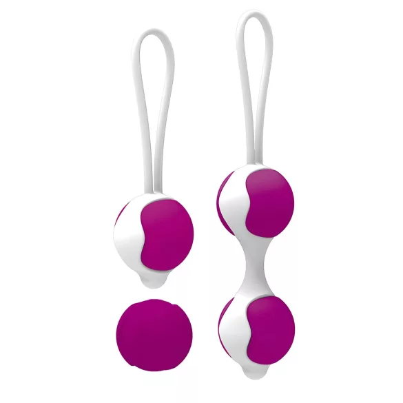 Pretty Love Orgasmic - kit bolas tailandesas ajustáveis - silicone branco roxo