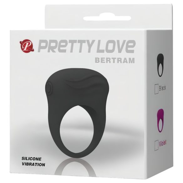 Pretty Love Bertram - anel peniano vibratório à prova d’água - silicone preto