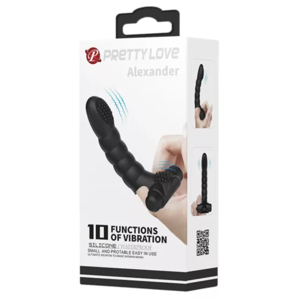 Pretty Love Alexander - vibrador de dedo estimulador - silicone preto