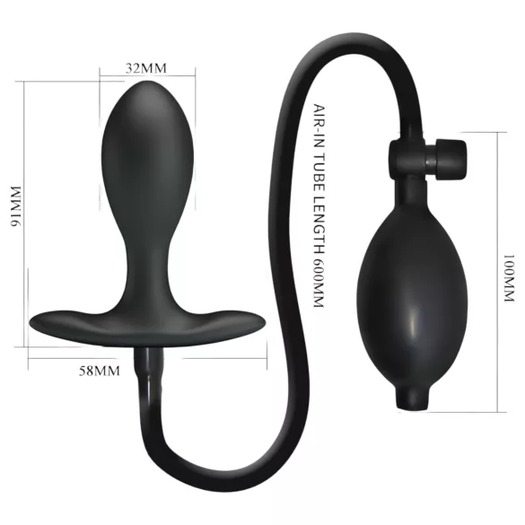 Pretty Love - plug anal inflável com esfera interna - silicone preto
