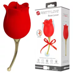   Pretty Love Rose Lover - vibrador clitóris língua 2 em 1 - silicone vermelho