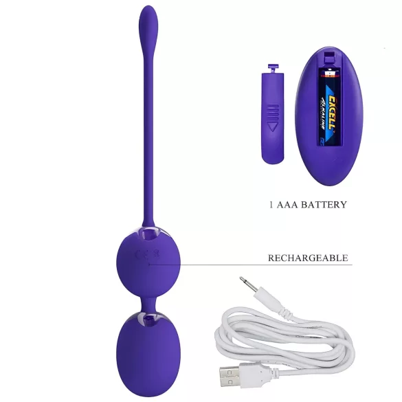 Pretty Love Willie Youth - bola vaginal com controle remoto - silicone roxo