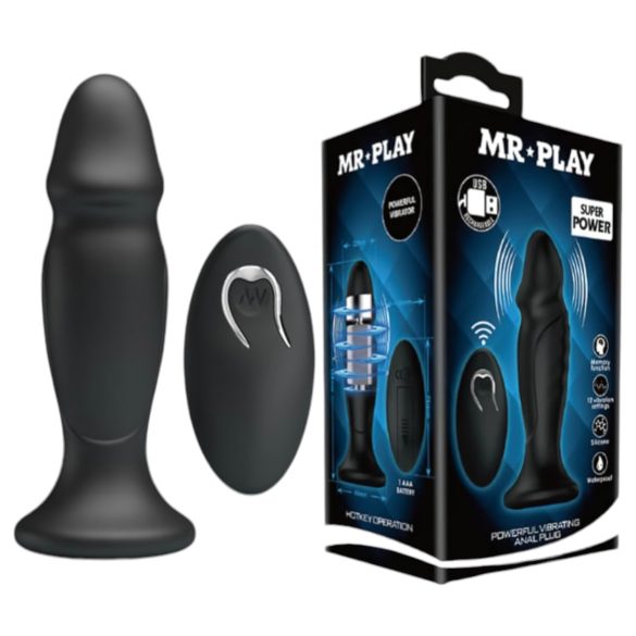 MR. PLAY - vibrador anal recarregável com controle remoto - silicone preto