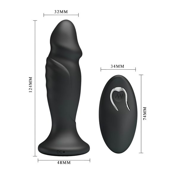 MR. PLAY - vibrador anal recarregável com controle remoto - silicone preto