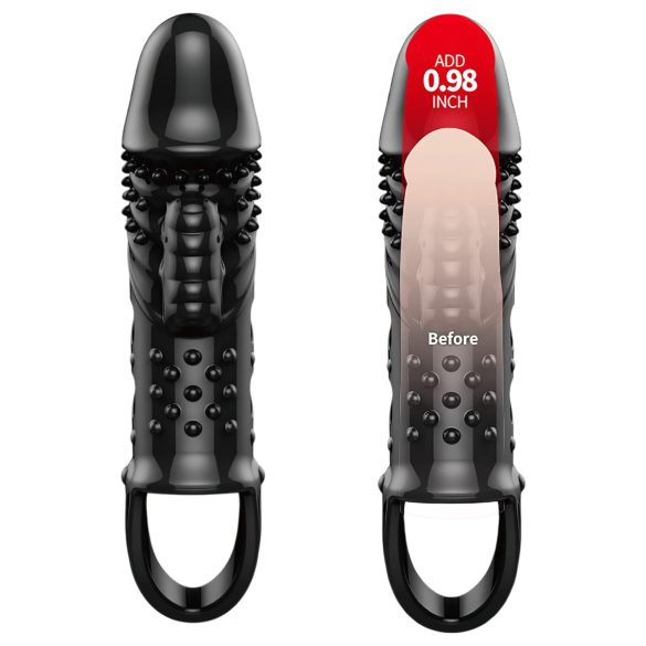 Pretty Love Cecelia - capa peniana com anel vibratório - silicone preto