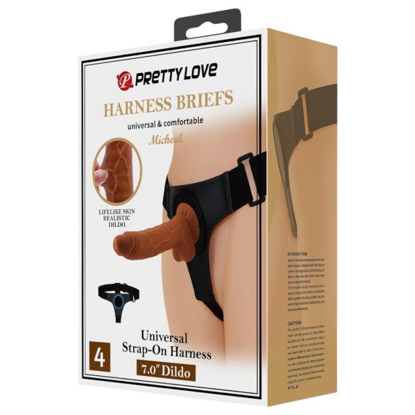 Pretty Love - Arnês universal com dildo 17cm - preto