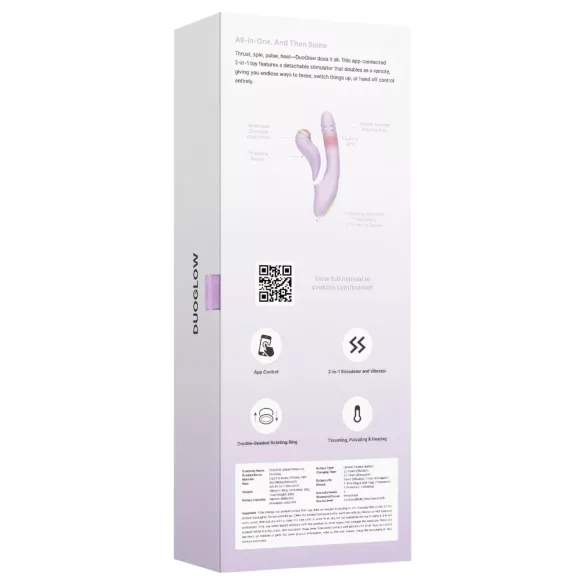 Svakom DuoGlow - vibrador ponto G e clitóris recarregável lilás