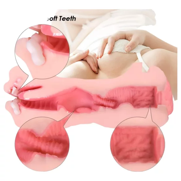 Vibeconnect - masturbador boca realista e vagina - cor natural e preta