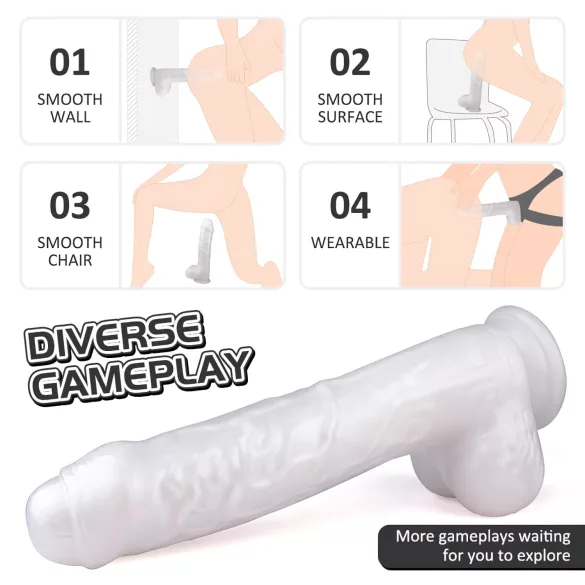 Sex HD Martin - dildo realístico com ventosa e escroto - branco