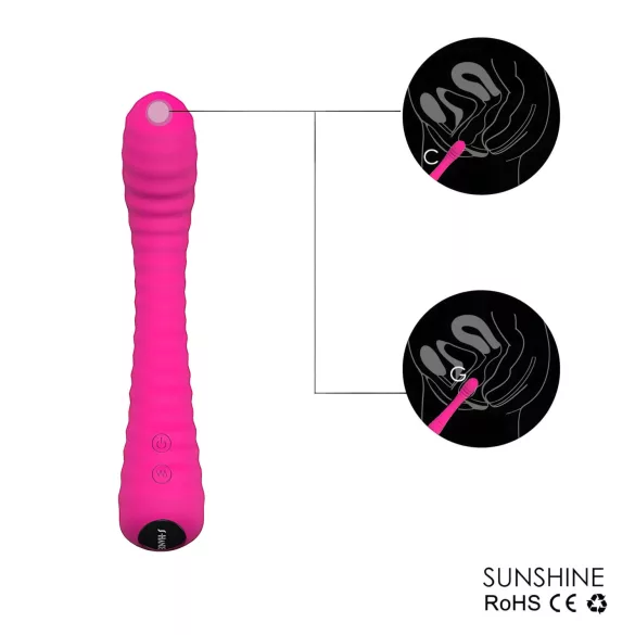 Sex HD Sunshine - vibrador ponto G recarregável texturizado - silicone rosa