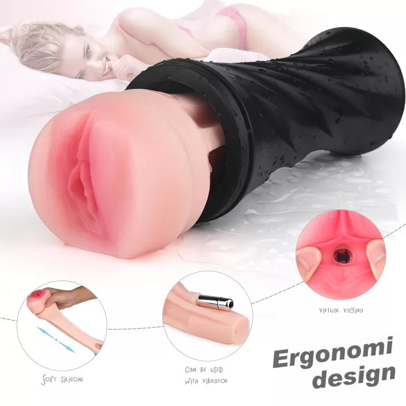 Sex HD Marcus - masturbador vagina realística - capa preta cor natural