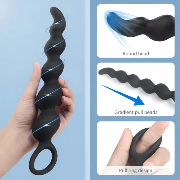 Sex HD Steven - dildo anal com pérolas (preto)