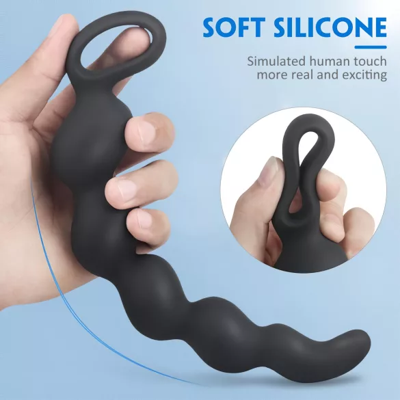 Sex HD Steven - dildo anal com pérolas (preto)