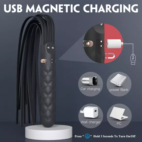 Sex HD Bloody Mary - vibrador recarregável à prova d'água e chicote - preto