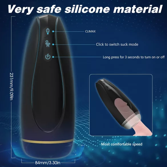 Sex HD Hawk - masturbador masculino vibratório e sucção recarregável