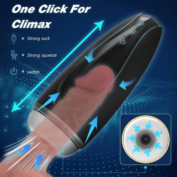 Sex HD Hawk - masturbador masculino vibratório e sucção recarregável