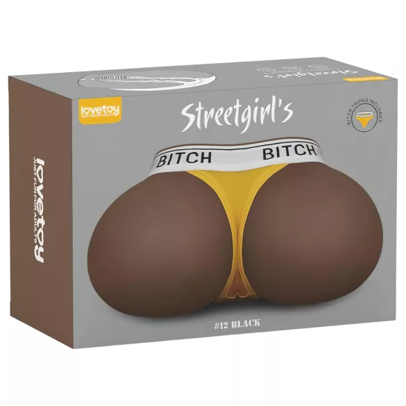 Lovetoy Streetgirl's 12 - torso de vagina artificial e tanga (pele escura natural)