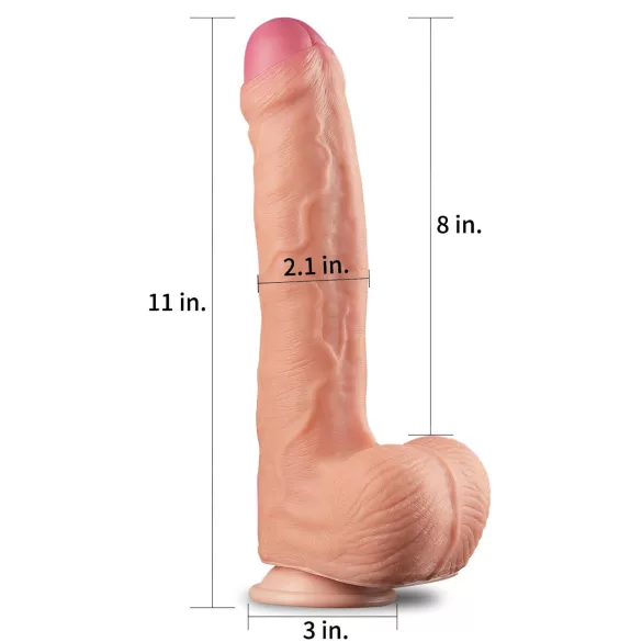 Lovetoy Nature Cock - dildo realístico dupla camada - 28cm cor natural