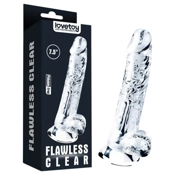 Lovetoy Flawless Clear - dildo com ventosa - 19cm - transparente