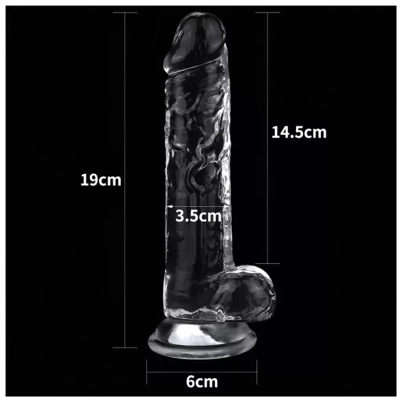 Lovetoy Flawless Clear - dildo com ventosa - 19cm - transparente