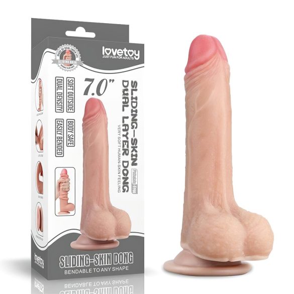 Lovetoy Sliding-Skin - dildo realístico dupla camada - 18cm - cor natural