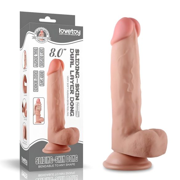Lovetoy Sliding-Skin - dildo realista dupla camada - 21cm - cor natural