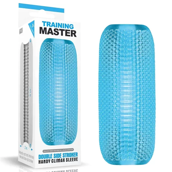 Lovetoy Training Master - masturbador estriado de 2 lados (azul)