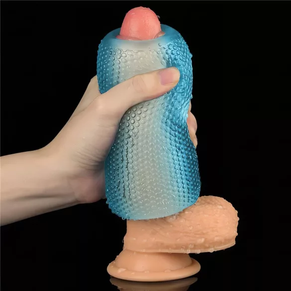 Lovetoy Training Master - masturbador estriado de 2 lados (azul)