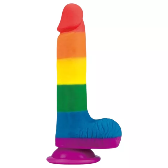 Lovetoy Prider - dildo realista com escroto - 20cm - arco-íris