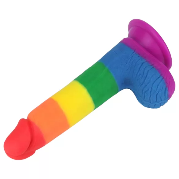 Lovetoy Prider - dildo realista com escroto - 20cm - arco-íris