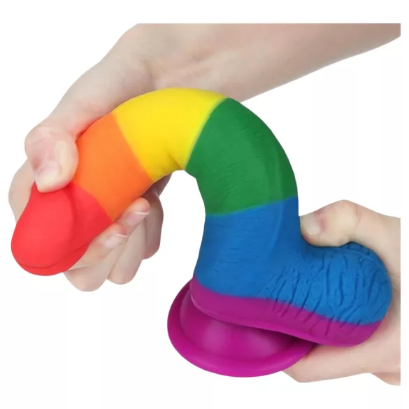 Lovetoy Prider - dildo realista com escroto - 20cm - arco-íris