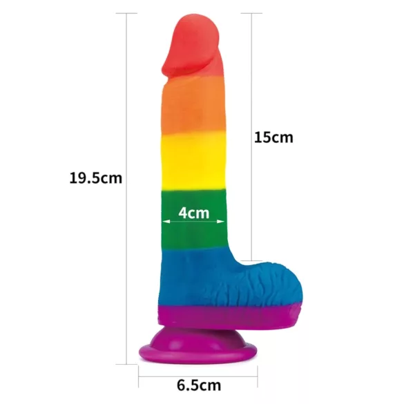 Lovetoy Prider - dildo realista com escroto - 20cm - arco-íris
