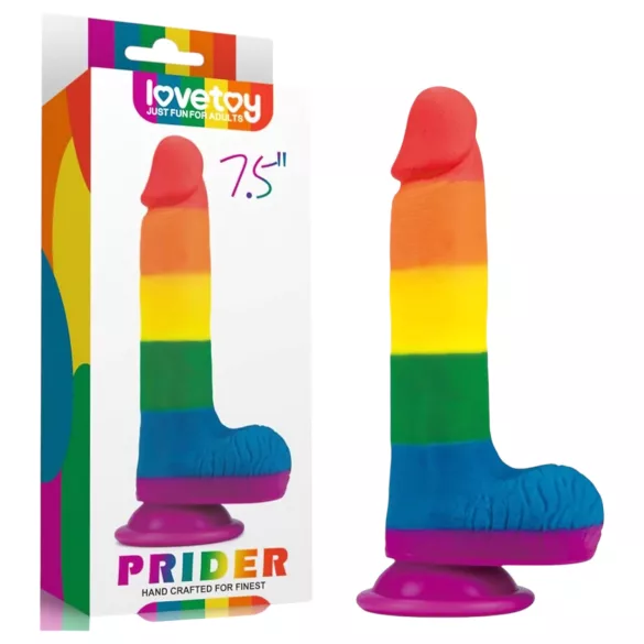 Lovetoy Prider - dildo realista com escroto - 20cm - arco-íris