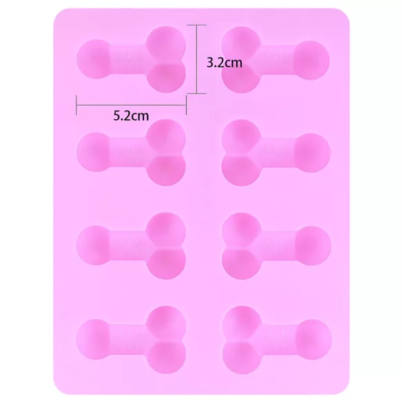 Molde de gelo formato pênis - silicone - cor rosa