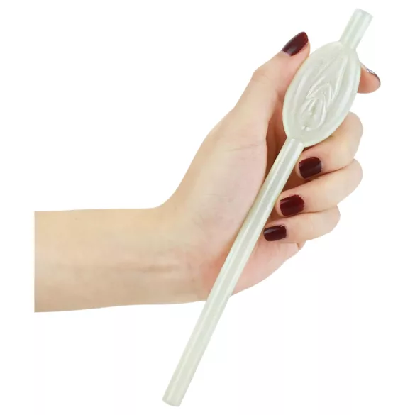 Lovetoy - canudo formato vagina que brilha no escuro - branco