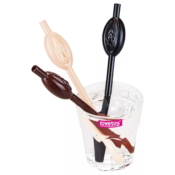 Lovetoy - canudo pênis - kit com cores variadas (natural, marrom, preto)