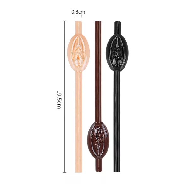 Lovetoy - canudo pênis - kit com cores variadas (natural, marrom, preto)
