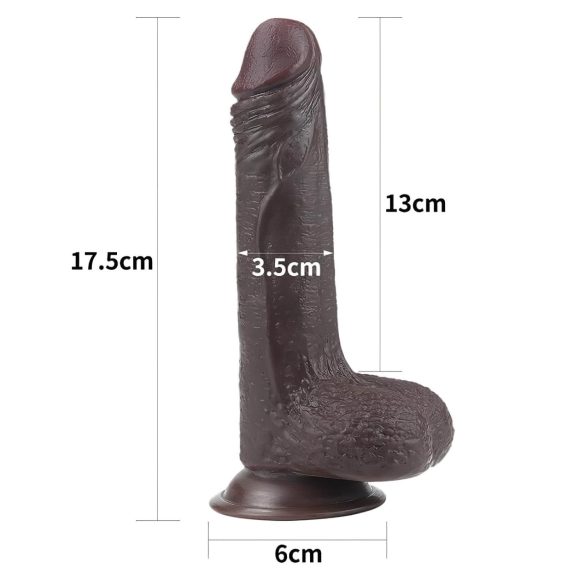 Lovetoy Sliding-Skin - dildo realístico dupla camada - 18cm - marrom