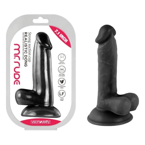 Mr. Rude - dildo realístico com ventosa e escroto - 17cm preto