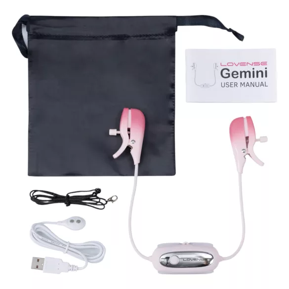 Lovense Gemini - Vibrador de mamilos com pinça controlado por app (rosa)