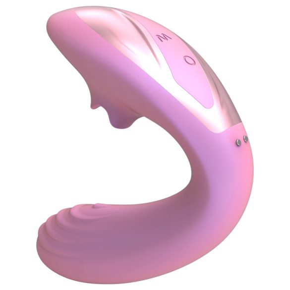 Tracy's Dog OG Lick - vibrador ponto G e estimulador clitóris - silicone rosa